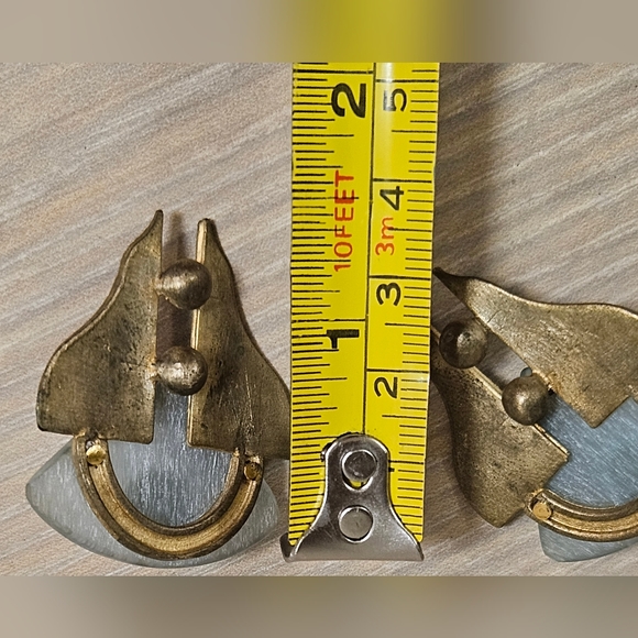 Vintage RARE Designer EFFEX Blue Gold Tone Retro Post Earrings - Picture 7 of 9